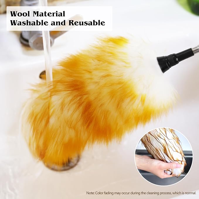 Lambswool Extendable Cleaning Duster 26-64 Inch, Anti-Static Wall Duster Cleaner - Image 5