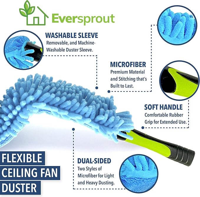 EVERSPROUT Flexible Microfiber Ceiling & Fan Duster | Extra-Long 25'' Duster | - Image 3