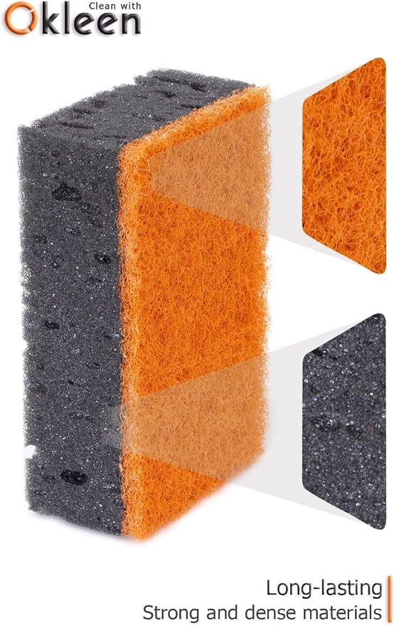 Black & Orange Multi Use Scrub Sponges. Made in Europe. 9 Pack, 4.3x2.8x1.4 - Image 5