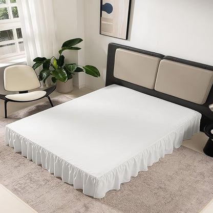 TSUTOMI Bed Skirt King Size Ruffled Bed Skirt with Split Corners, 16 Inch Drop Dust Ruffle Bed Skirts with Platform, Gathered Style, 100% Microfiber, Ivory