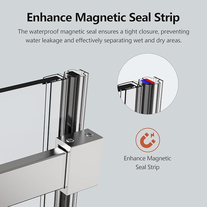 56-60" W x 74" H Frameless Shower Doors, Bathroom Single Sliding Shower Glass - Image 5