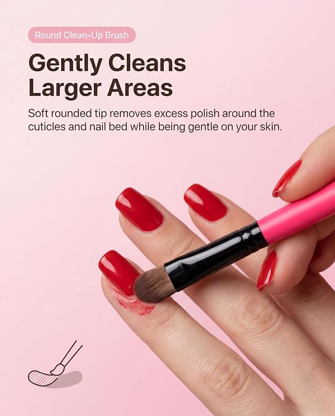 3PCS Nail Clean-Up Brushes, Round/Angled/Flat, Acetone-Resistant Cuticle Polish - Image 7