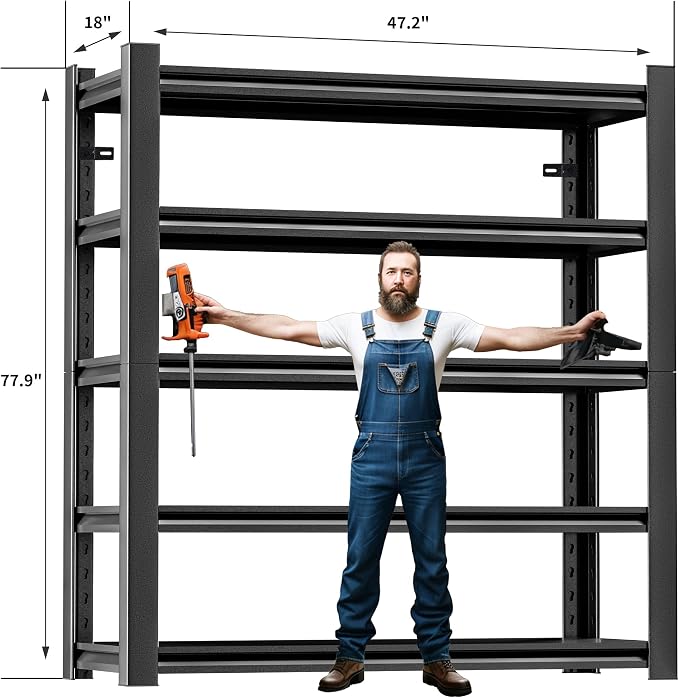 78" H 47.2" Wide 4 Piecees Garage Shelving, Thickened Heavy Duty Metal Shelving - Image 2