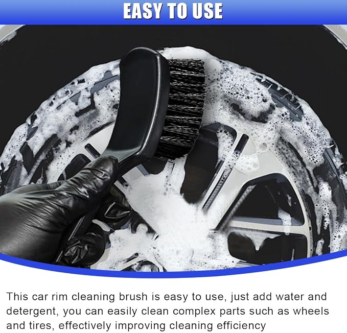 Car Wheel Brush, Stiff Bristle Short Handle Scrub Tire & Wheel Rim Brush - Image 5