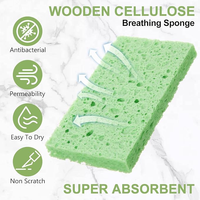 Zhengmy 100 Pieces Sponges Kitchen Compressed Sponges Bulk Natural Dish Sponge - Image 4
