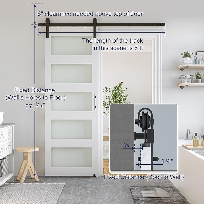 SmartStandard 32 x 96 in Glass Barn Door - Image 3
