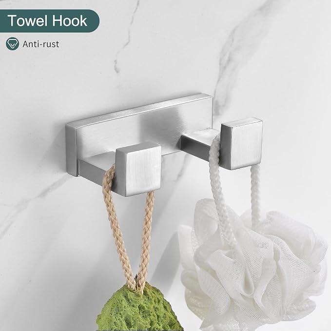 TNOMS Brushed Bathroom Hardware Accessories Set 4 Pieces Brushed Nickel Towel - Image 5