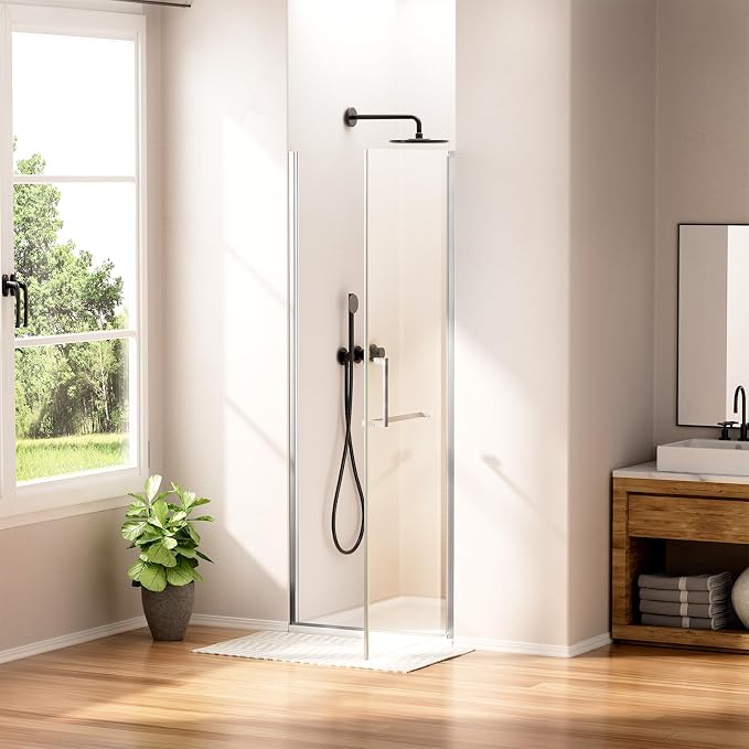 WinZo 27-28" W ×72" H Frameless Pivot Shower Door, Pivot Swing Shower Glass - Image 2