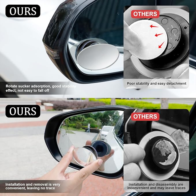LivTee Blind Spot Car Mirror, Oval HD Glass Frameless Convex Side Mirror - Image 6