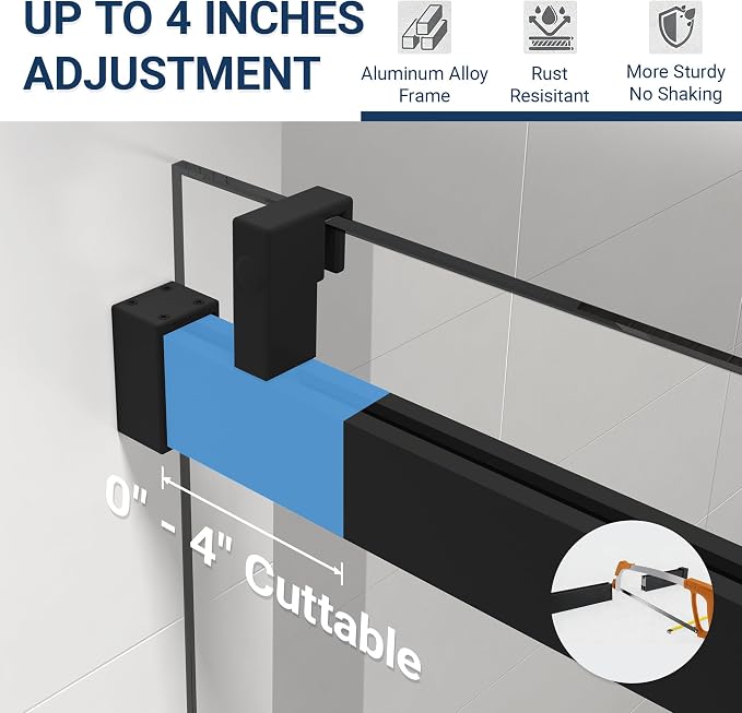 Abruzzo 76" Frameless Shower Door Single Sliding - Image 3