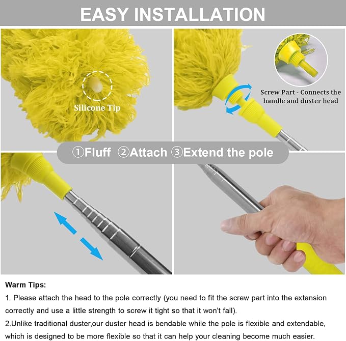 DELUX Microfiber Feather Duster Extendable Cobweb Duster - Image 2