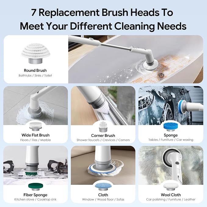 Electric Spin Scrubber, 2026 New Cordless Cleaning Brush, Shower Cleaning Brush - Image 5