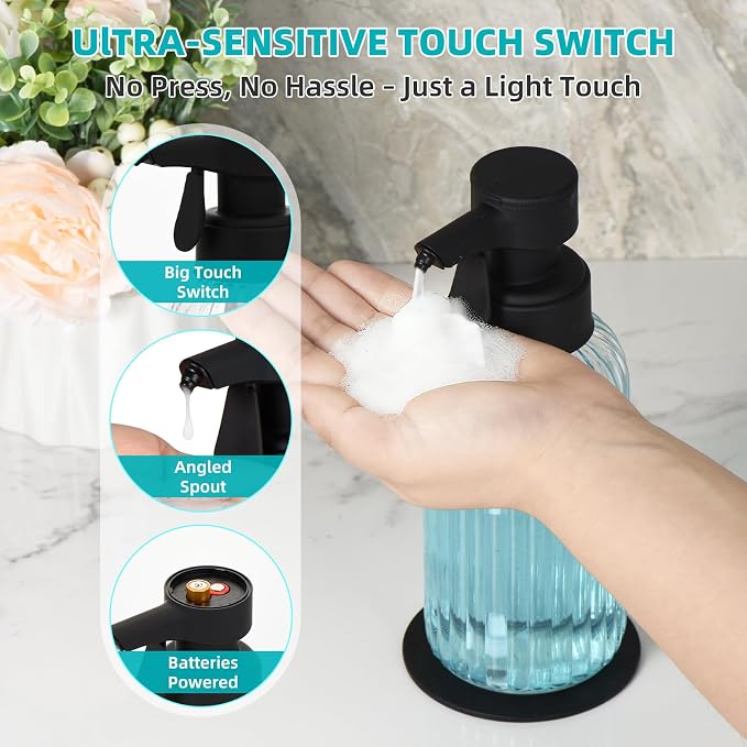 Automatic Foaming Soap Dispenser, 17oz Clear Glass Hand Soap Dispenser - Image 3