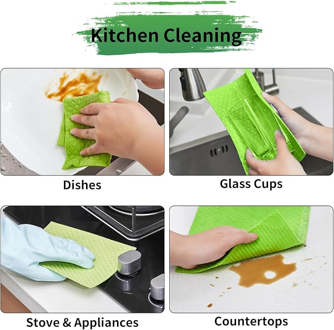 YEEHAW Swedish Dishcloths for Kitchen 10 Pack, Cellulose Sponge Cloths - Image 4