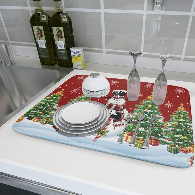 Christmas Snowman Dish Drying Mat - Image 6