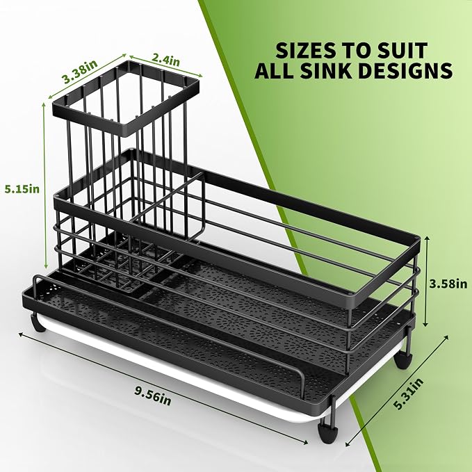 Cisily Large Capacity Kitchen Sink Caddy Organizer, Rustproof Non-Slip Sponge - Image 3