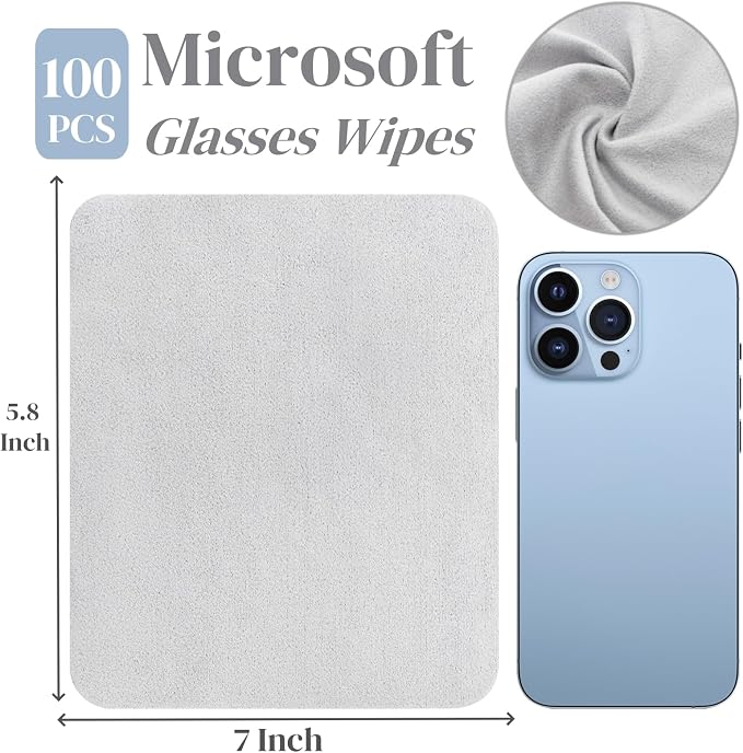 100 Pack Microfiber Glasses Cleaning Cloth, Ultra Soft Eyeglasses Wipe Suede - Image 2