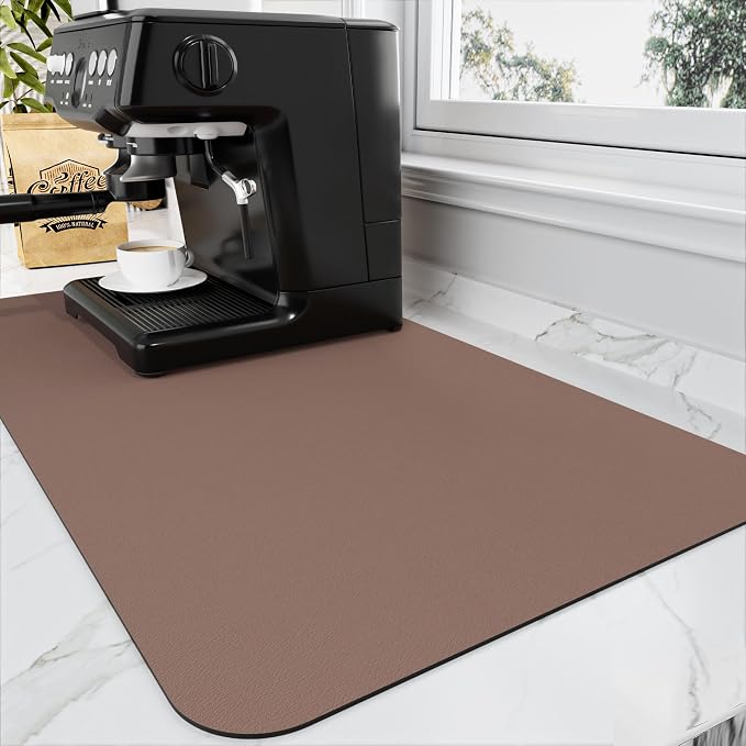 Coffee Mat - Absorbent Hide Stain Rubber Backed Dish Drying Mat by HotLive