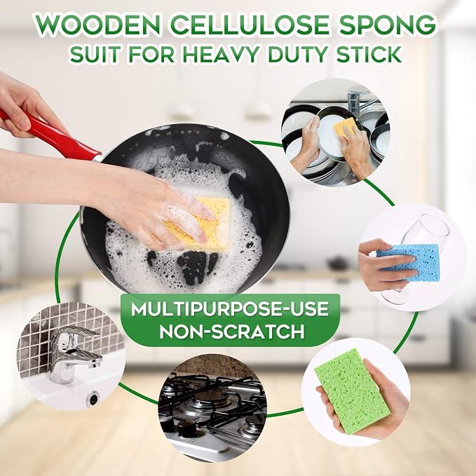 Compressed Cellulose Kitchen Sponges 12Pack，Non-Scratch Biodegradable Natural - Image 5