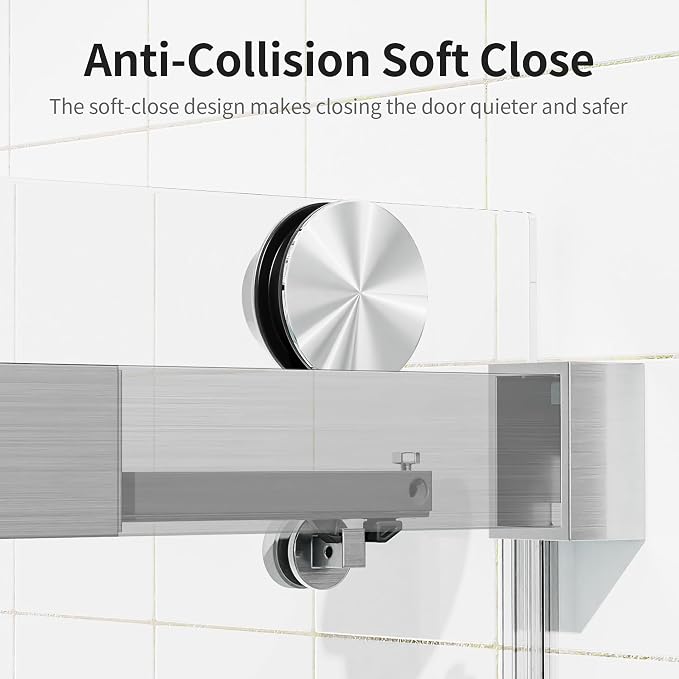 56-60" W x 76" H Frameless Soft-Close Sliding Shower Door, 3/8" SGCC Tempered - Image 3