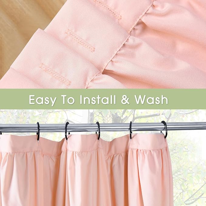 Peach Ruffle Shower Curtain, Vintage Handcrafted Bow Tie Bath Curtain - Image 4