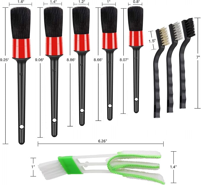 10pcs Auto Car Detailing Brush Set Car Interior Cleaning Kit Includes 5 Boar - Image 5