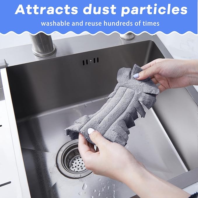 Zubebe 6 Pcs Duster Refill Reusable Fleece Duster Refills Feather Flat Dusters - Image 3
