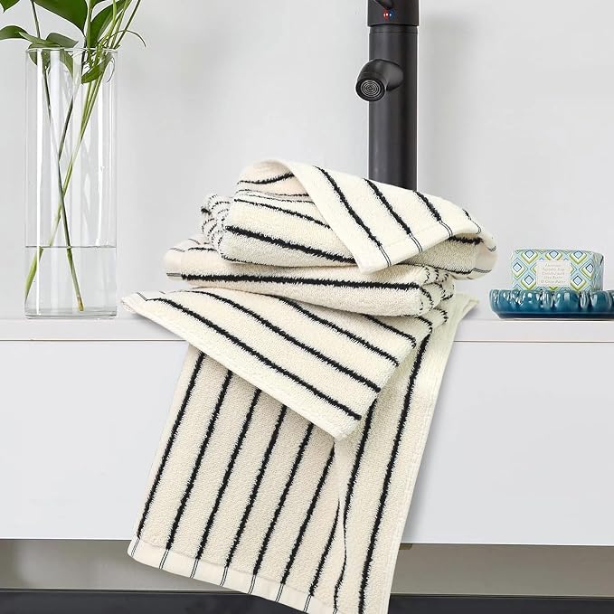 Jacquotha Striped Cotton Washcloths 4 Pack, 13” x 13” - Image 2