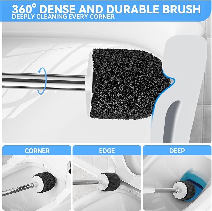 TRENTI Toilet Brush, Toilet Brush and Holder Set, Bristles Toilet Bowl Brush - Image 3