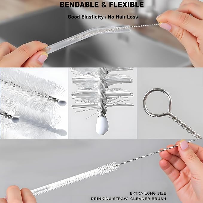 Milk Foamer Hose Brush, Long Thin Nylon Tube Cleaning Brushes Ideal - Image 4