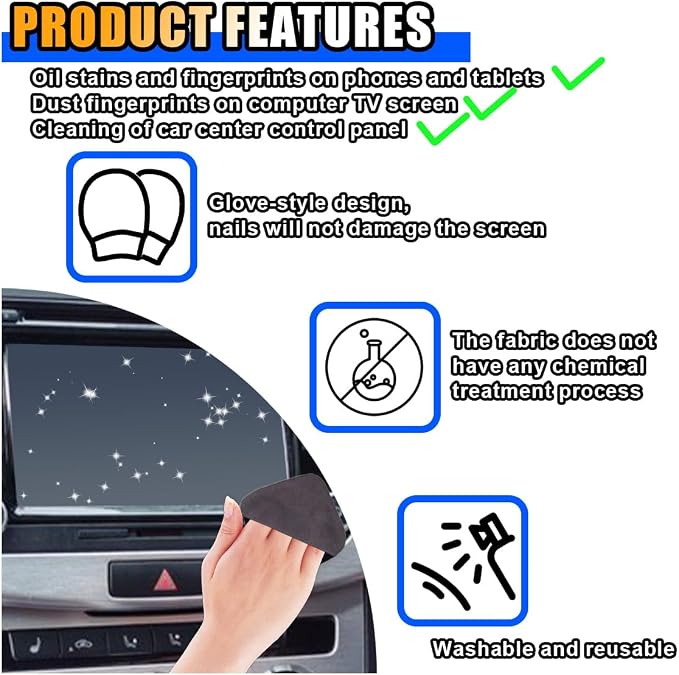 Square Car Touch Screen Cleaner Cloth, Microfiber Cleaning Pad Car Cleaning - Image 6