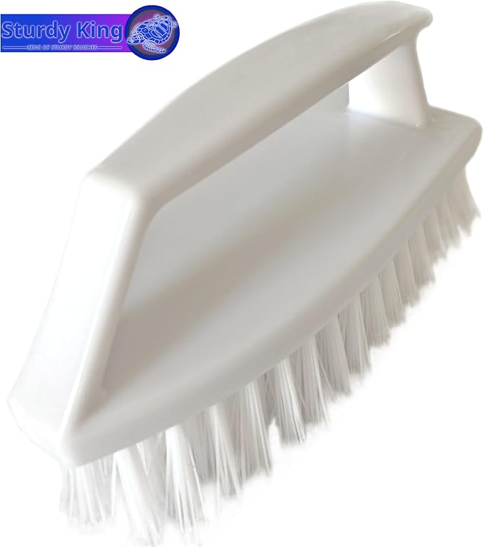 Scrub Brush Unbreakable Handle 6" White, Stiff Heavy-Duty Bristles Tough on - Image 5