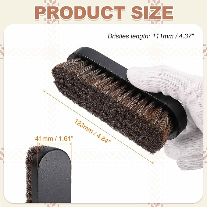 HARFINGTON Shoe Cleaning Brush 5"x2" Beech Wood Horsehair Boot Polish Brushes - Image 2