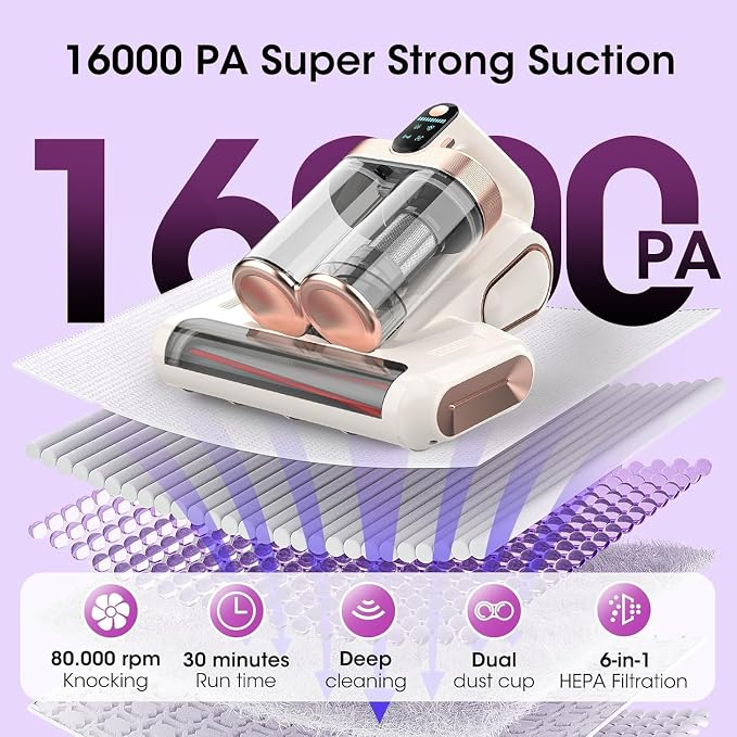 Mattress Vacuum Cleaner Cordless 16Kpa Bed Handheld Vacuum, Vacuum Cleaner - Image 4