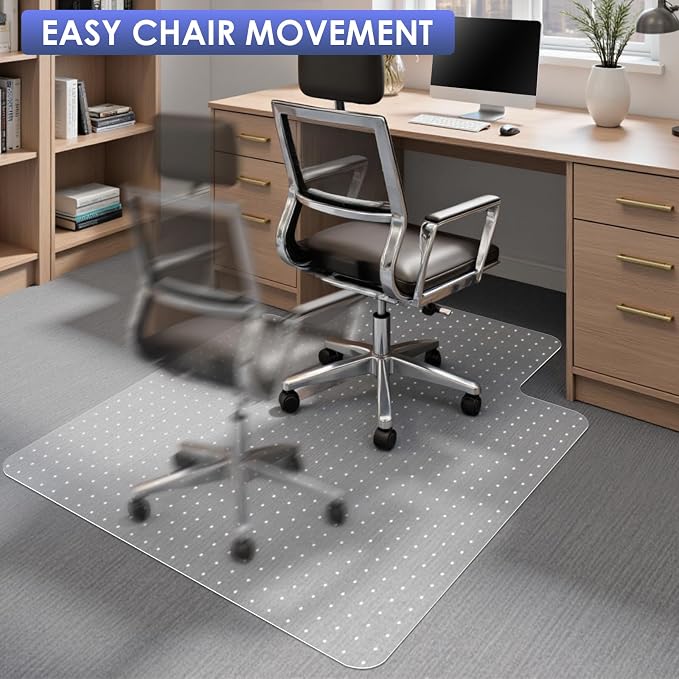 Kuyal Office Chair Mat for Carpet, 45x53 Clear Heavy Duty Computer Chair Mat - Image 6
