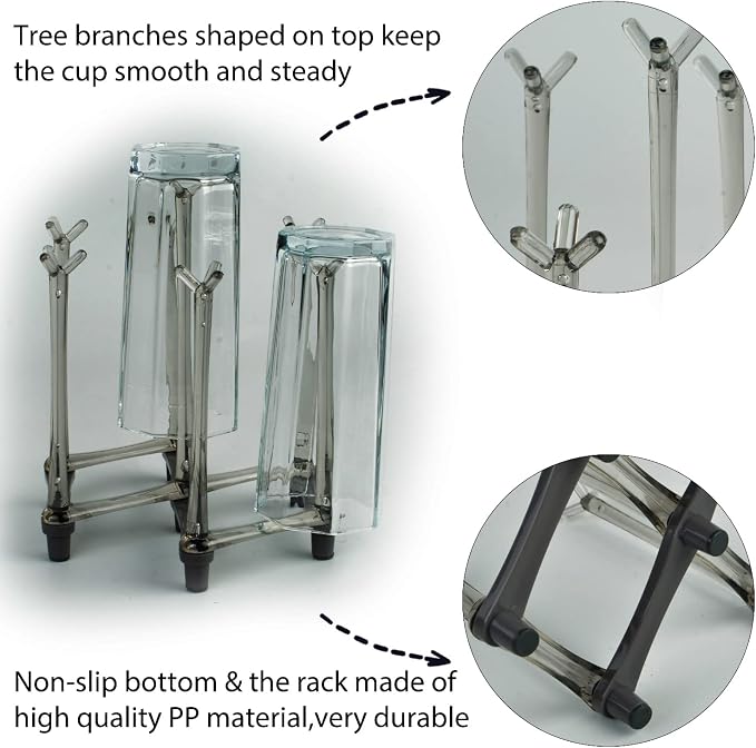 2 Pcs Cup Drying Racks Set, Retractable Drinking Glass & Baby Bottle Drainer - Image 4