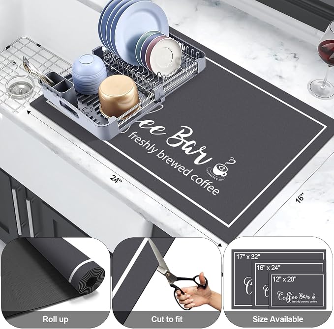 Findosom Dish Drying Mat, Cuttable Drying Mat - Image 2
