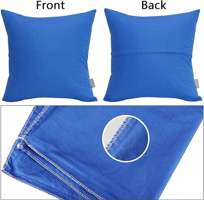 4-Pack 100% Cotton Comfortable Solid Decorative Throw Pillow Case,Thmyo Square Cushion Cover Pillowcase Sublimation Blank Pillow Covers DIY Throw Pillowcase for Sofa Bedroom(22x22 inch/ 55x55cm,Blue)