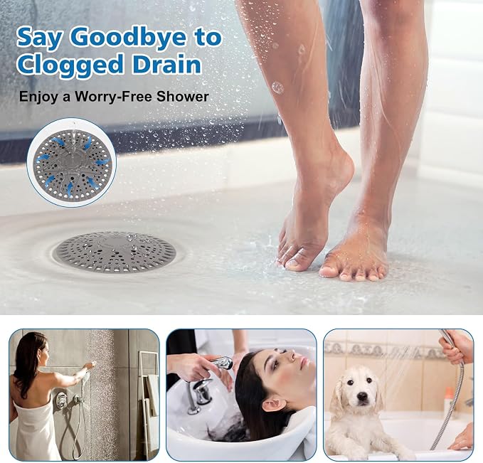 ZOOY Shower Drain Hair Catcher, 2 Pack 5.5 Inch Silicone Drain Cover - Image 5