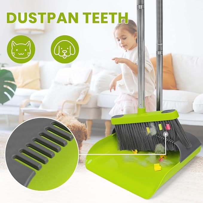 Broom and Standing Dustpan Set 50” Angle Broom - Image 2