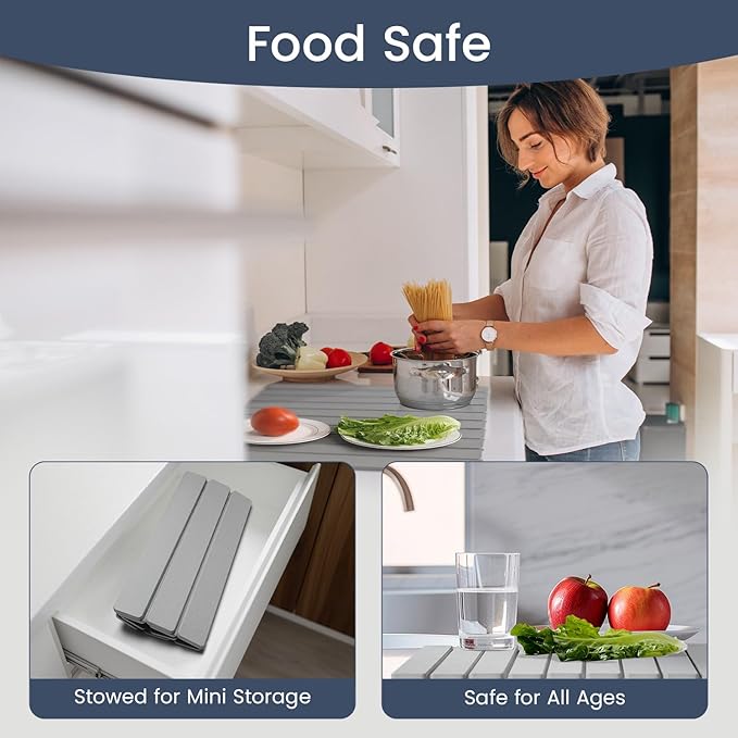 Meowoo Stone Drying Mat for Kitchen Counter, 15.7"x11.8" Foldable Diatomaceous - Image 6