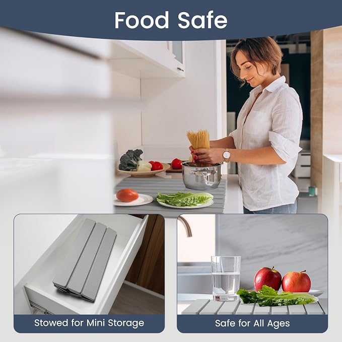 Meowoo Stone Drying Mat for Kitchen Counter, 23.6"x15.3" Foldable Diatomaceous - Image 6