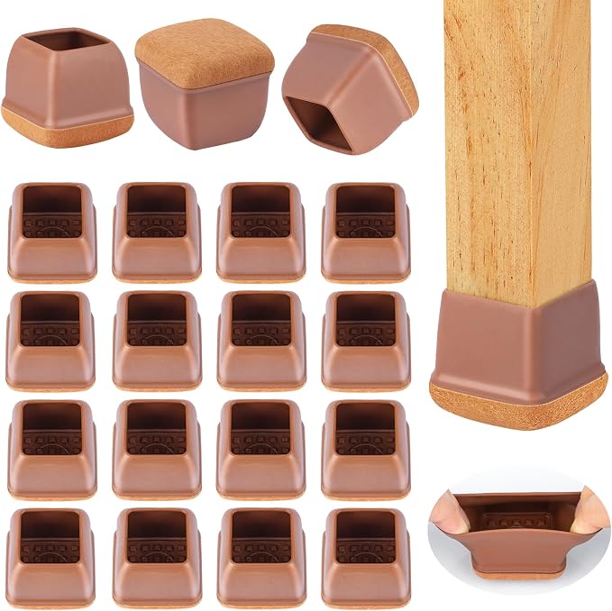 32 Pcs Chair Leg Floor Protectors Square, Silicone Chair Leg Protectors by Jeaoouu
