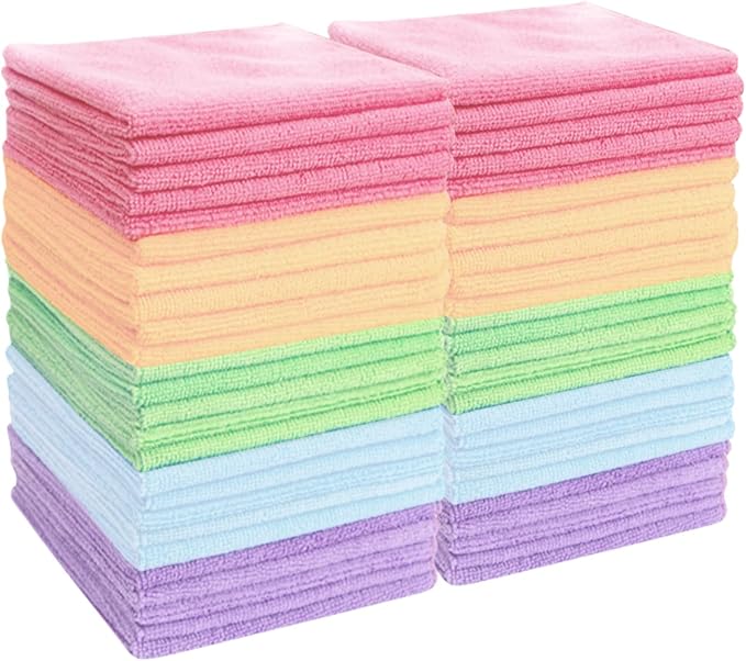 25 Pack Microfiber Cleaning Cloths（11.8x11.8In），Thin Microfiber Towels Bulk by Unknown