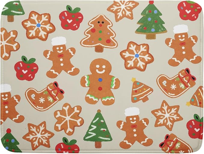 Christmas Dish Drying Mat for Kitchen Counter 18x24 Cute Gingerbread Themed by Aytipun