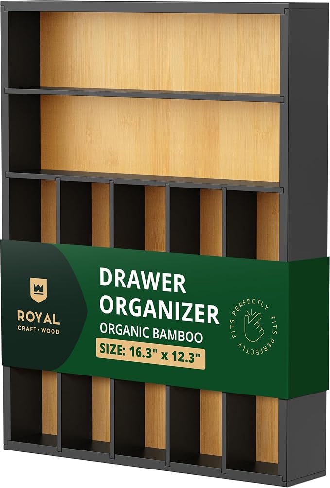 ROYAL CRAFT WOOD Luxury Bamboo Kitchen Drawer Organizer by RoyalCraftWood