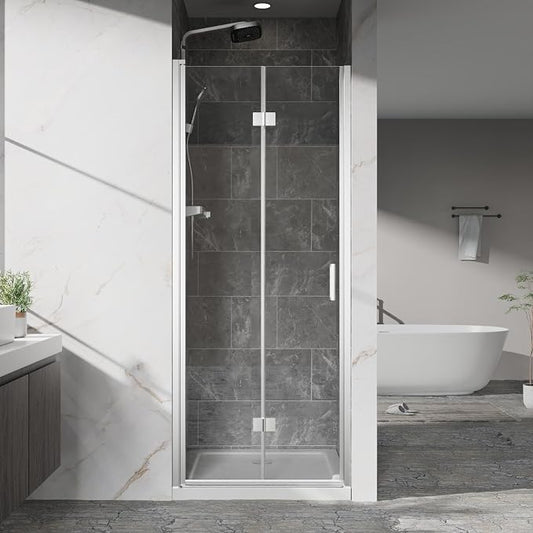 Frameless Bi-Fold Shower Door 32" W x 72" H, 1/4" Clear Tempered Glass - Image 2