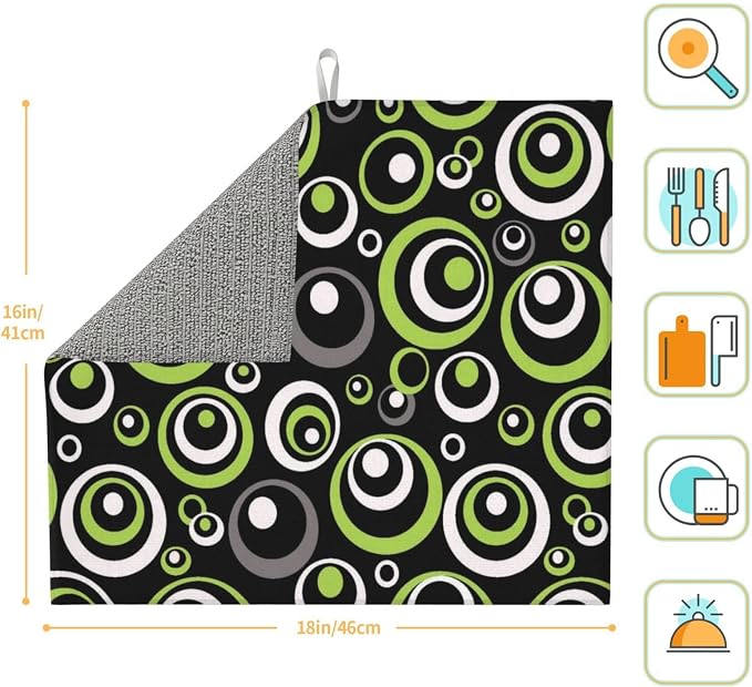 Green Black Gray Geometric Circle Dish Drying Mat - Image 7