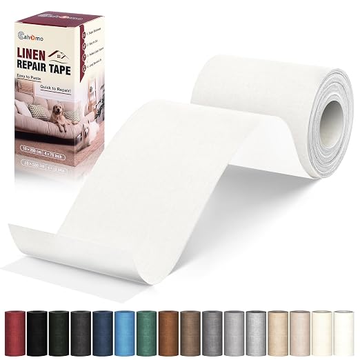 Linen Repair Tape 4x79 inch, Self Adhesive Fabric Patches, Linen Patch Tape Kit by Cahomo