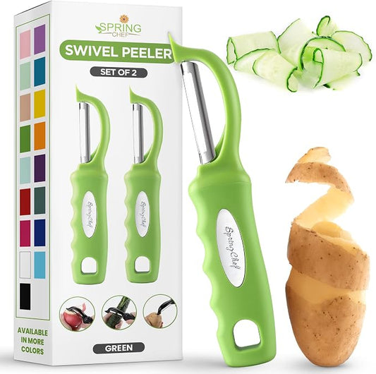Spring Chef Premium Green Swivel Vegetable Peeler Set of 2, Stainless Steel by SpringChef